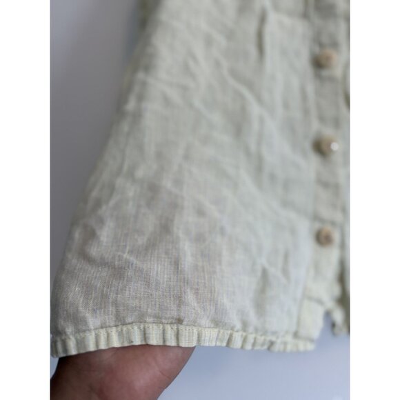 Flax Women's Green Button down Sleeveless Collard Top Size Small Bohemian - Picture 2 of 5